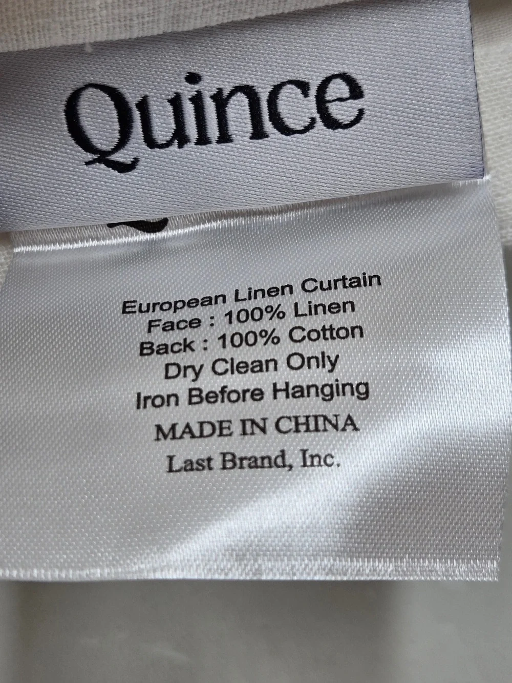NWT QUINCE Set Of 2 48x84 European Linen Curtains White 9527
